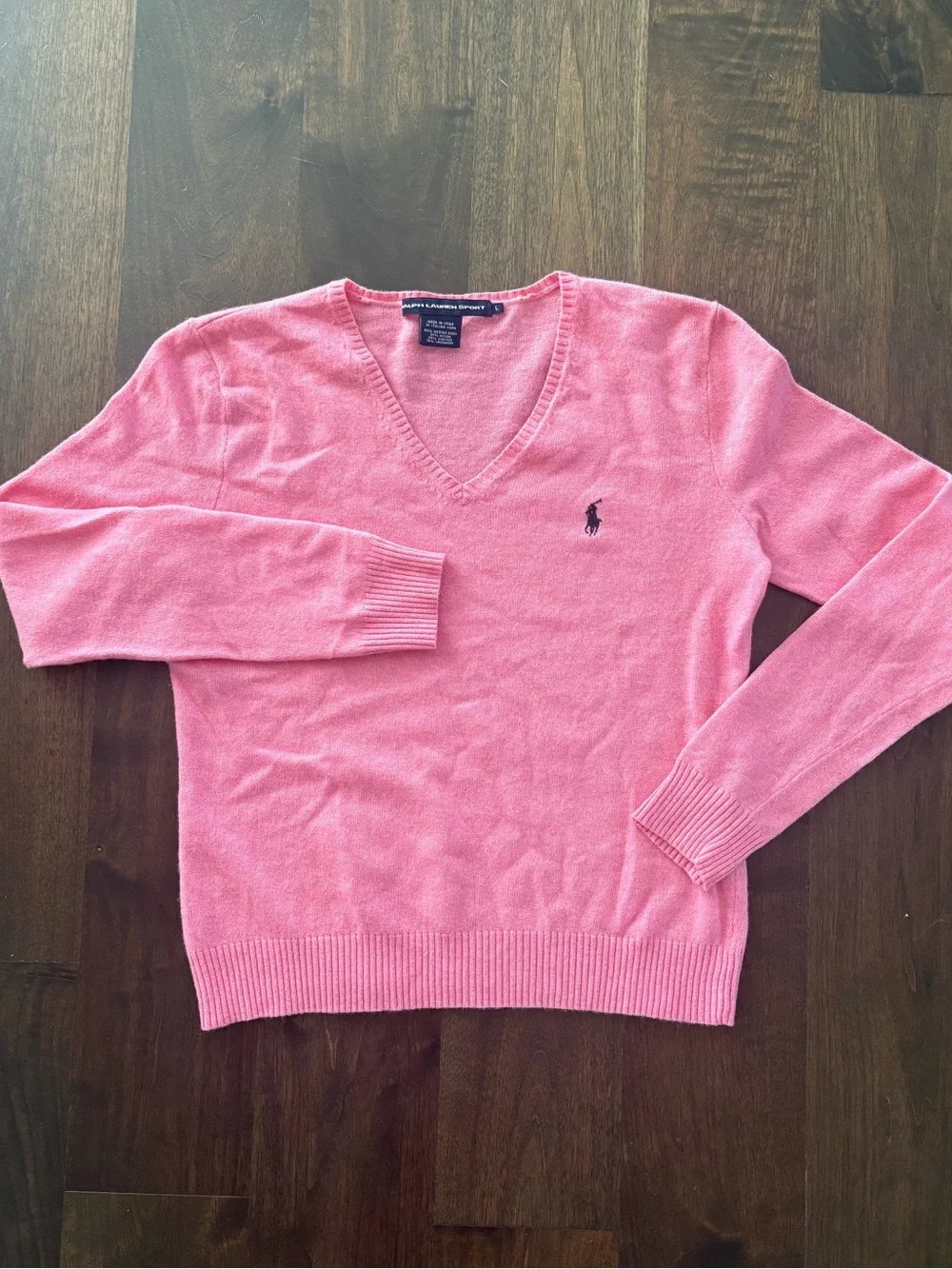 Ralph Lauren Cashmere Blend Pink V-Neck Sweater
